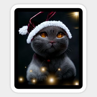 Christmas shorthair cat on a winter evening Sticker